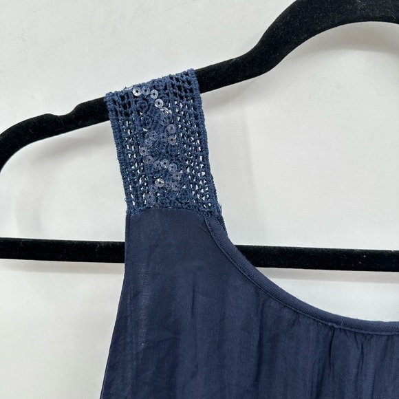 TEMPO PARIS SILK Vintage Navy quiet luxury sleeveless lightweight woman dress M - Picture 12 of 13